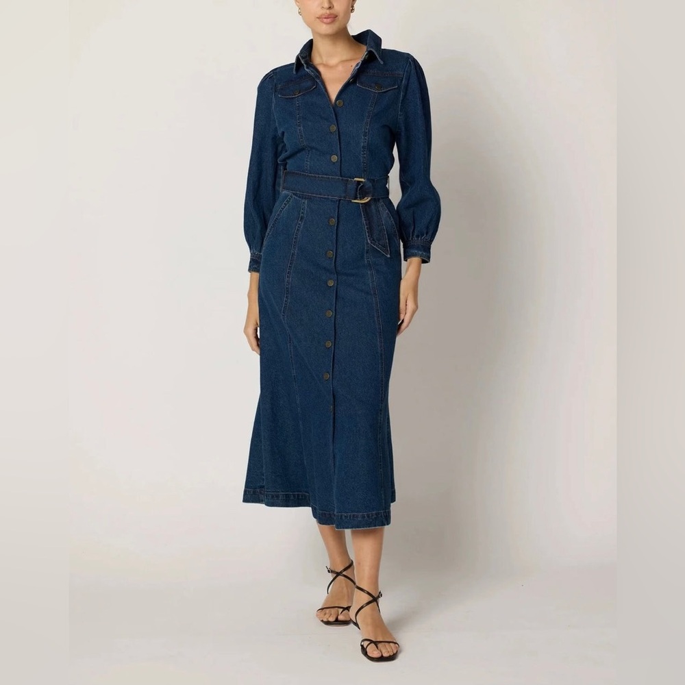 Cleobella Naya Midi Dress in Denim Sz Small NWT in bag